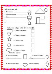 English Worksheet: Shapes and colors