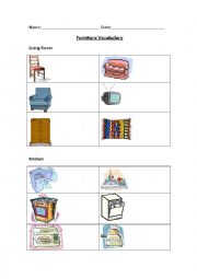 English Worksheet: Furniture Vocabulary Worksheet