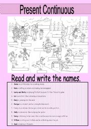 English Worksheet: Present Continuous- Find the People