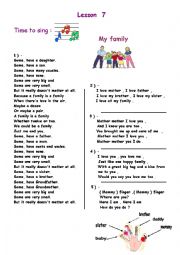 English Worksheet: my family