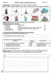 English Worksheet: Lesson 5: London Wonders (part one)