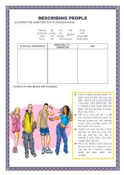 English Worksheet: DESCRIBING PEOPLE