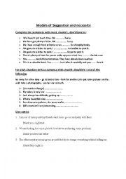 English Worksheet:  modals of suggestion & necessity & obligation