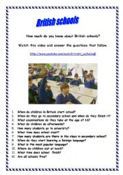 English Worksheet: Schools in Britain