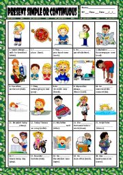 English Worksheet: PRESENT SIMPLE OR CONTINUOUS + KEY