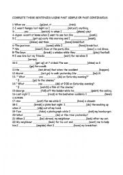 English Worksheet: PAST SIMPLE AND PAST CONTINUOUS