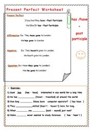 English Worksheet: Present Prefect