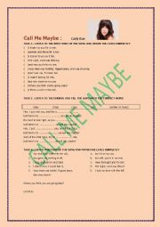 English Worksheet: call me maybe