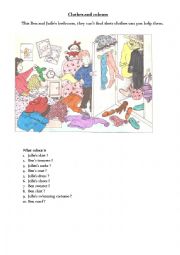 English Worksheet: Clothes and Colours