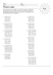 English Worksheet: Think in colour