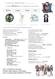 English Worksheet:  Monster High