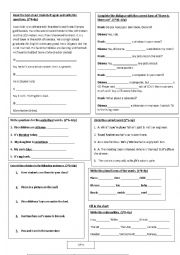 English Worksheet: Elementary (A1 Level) Quick Check Quiz