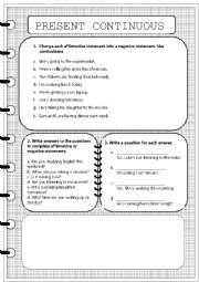 English Worksheet: Present Continuous worksheet