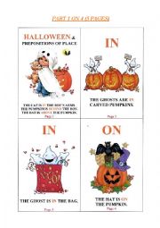 English Worksheet: 4 Halloween games (with a mini book) about prepositions of place - part 1