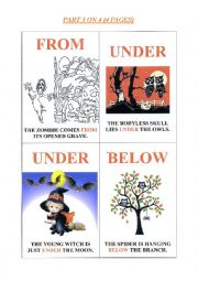 English Worksheet: mini book halloween with prepositions of place - part 3 on 4