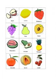 English Worksheet: fruits and vegetables bingo