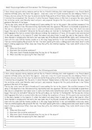 English Worksheet: story reading