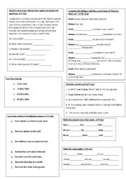 English Worksheet: Elementary (A1 Level) Quick Check Quiz-Group 2