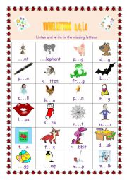 English Worksheet: Vowel letters A, E, I, O.