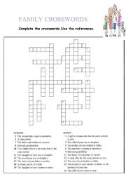 English Worksheet: family crosswords