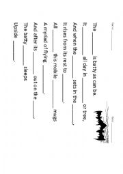 English Worksheet: Bats - Poem