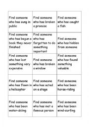 English Worksheet: Find Someone Who 