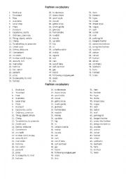 English Worksheet: fashion vocabulary