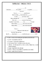 English Worksheet: Mulan ost Reflection>