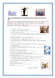 English Worksheet: Music