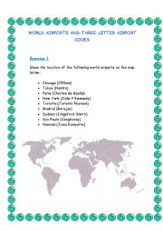 English Worksheet: World Airports & three-letter codes