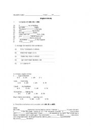 English Worksheet: To be exercises and text.