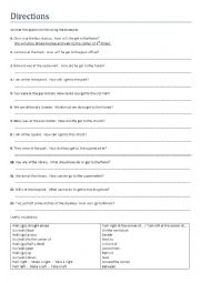 English Worksheet: DIRECTIONS - Nice Way