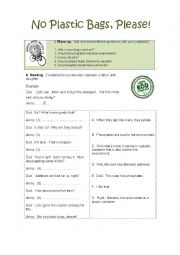 English Worksheet: No Plastic Bags, Please