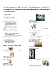 English Worksheet: Call me Maybe, listening to a song