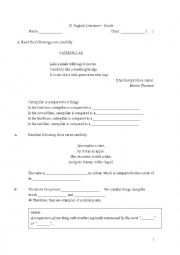 English Worksheet: Simile 