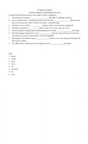 English Worksheet: animal simile metaphor 