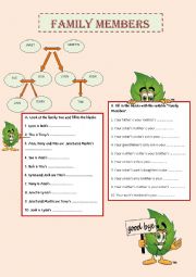 English Worksheet: FAMILY MEMBERS