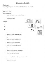 English Worksheet: Classroom English