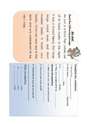 English Worksheet: Reading Comprehension