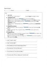 English Worksheet: Reported Speech