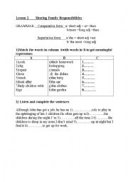 English Worksheet: sharing family responsibilities