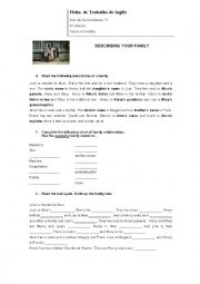 English Worksheet: Family members and personality adjectives