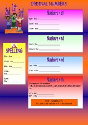 English Worksheet: ORDINAL NUMBERS