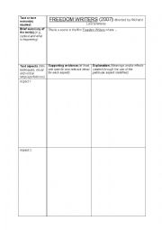 English Worksheet: FREEDOM WRITERS Text Aspects