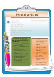 English Worksheet: Phrasal verbs: go