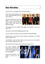 English Worksheet: One Direction Comprehension