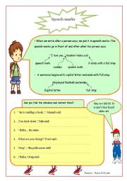 English Worksheet: speech marks + punctuation