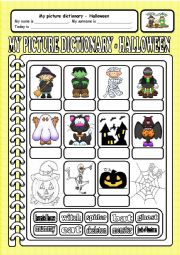 English Worksheet: Halloween - Picture Dictinary