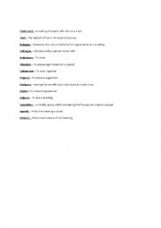 English Worksheet: Meeting terms