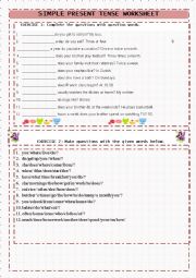 English Worksheet: SIMPLE PRESENT QUESTION MAKING